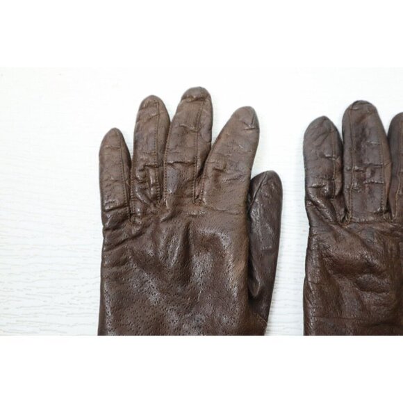 CARDINAL GLOVE COMPANY - VINTAGE WOMEN'S BROWN COWGRAIN LEATHER GLOVES - SIZE M - Picture 2 of 10